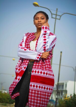 Manteau shimani motif plus rouge-3