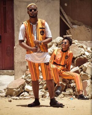 Ensemble 2 pièce gilet + short orange