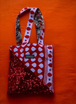 Tote bag réversible shiromani + wax rouge imprimé