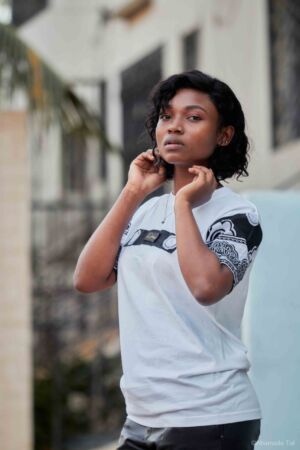 T-shirt scotch blanc manche shiromani noire