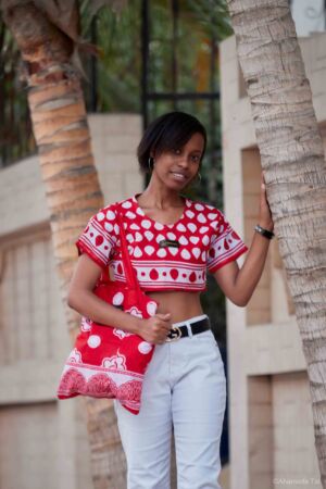 TTote bag + crop top assortie shiromani bleu rouge