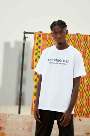 T-shirt lets change the street blanc