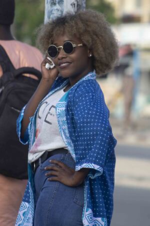 Kimono cap over motifs shiromani