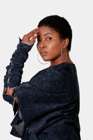 Cape a lacet col v + slim + manchon couvre bras-1