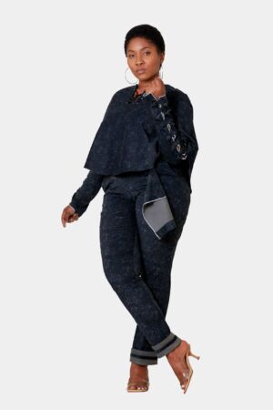 Cape a lacet col v + slim + manchon couvre bras