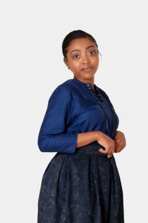 Chemise lacet col v + jupe en cachemire-1