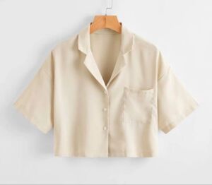 Chemise crop tee manches court beige