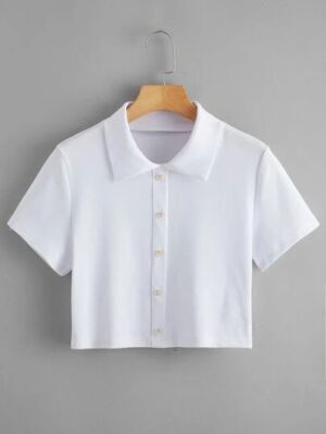 Chemise crop tee manches court blanc