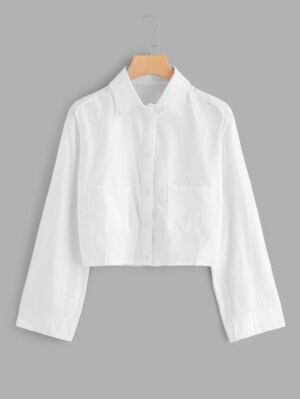 Chemise crop tee manches long blanc