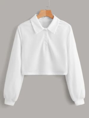 Crop tee manches long blanc