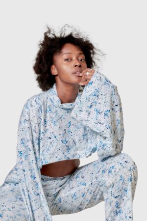 Ensemble tartibu en jersey avec crop top et pantalon-1