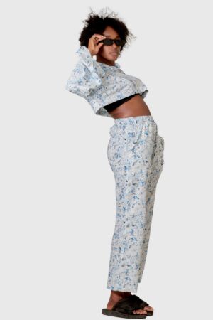 Ensemble tartibu en jersey avec crop top et pantalon